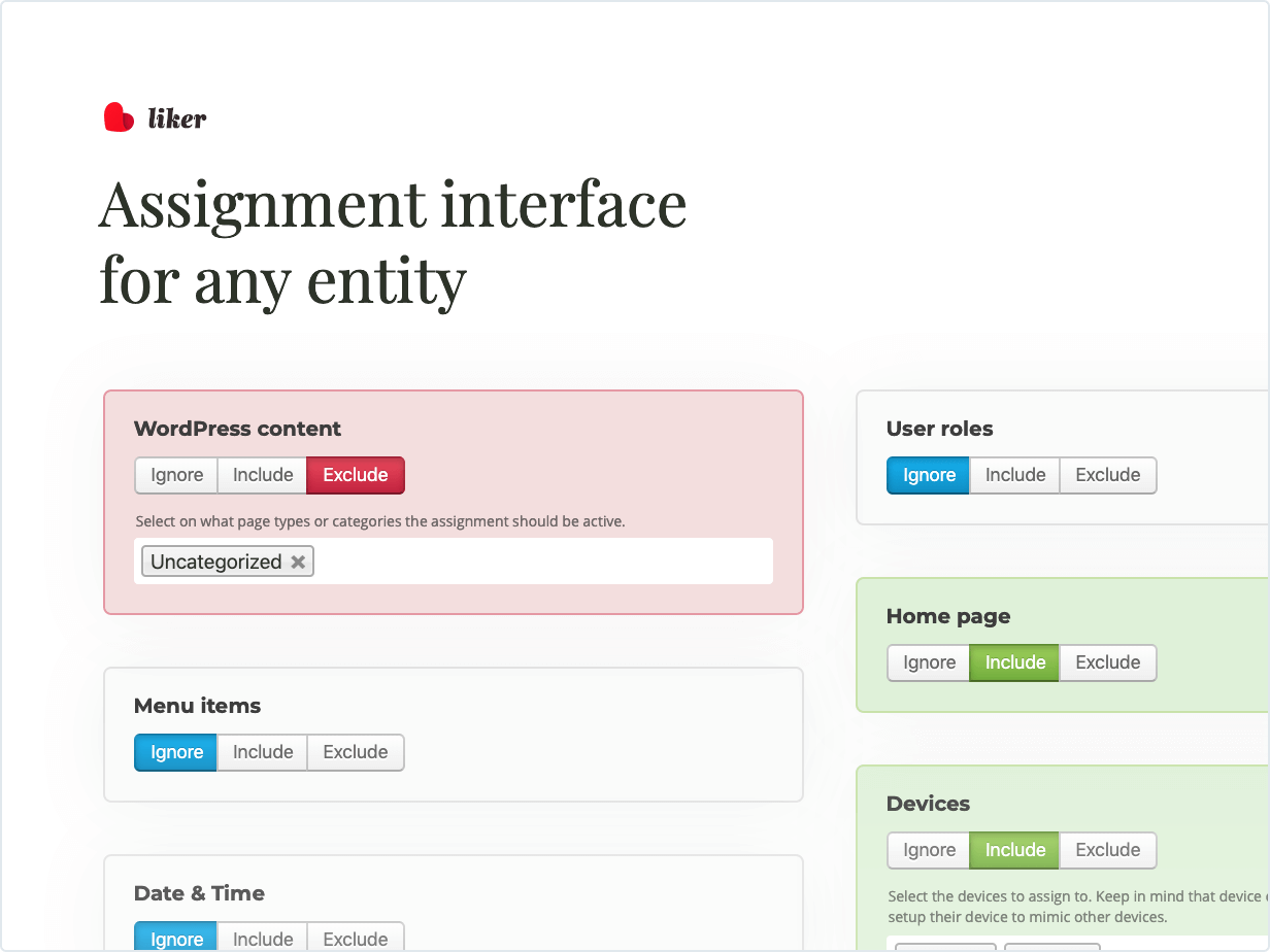 Assignment interface for any entity