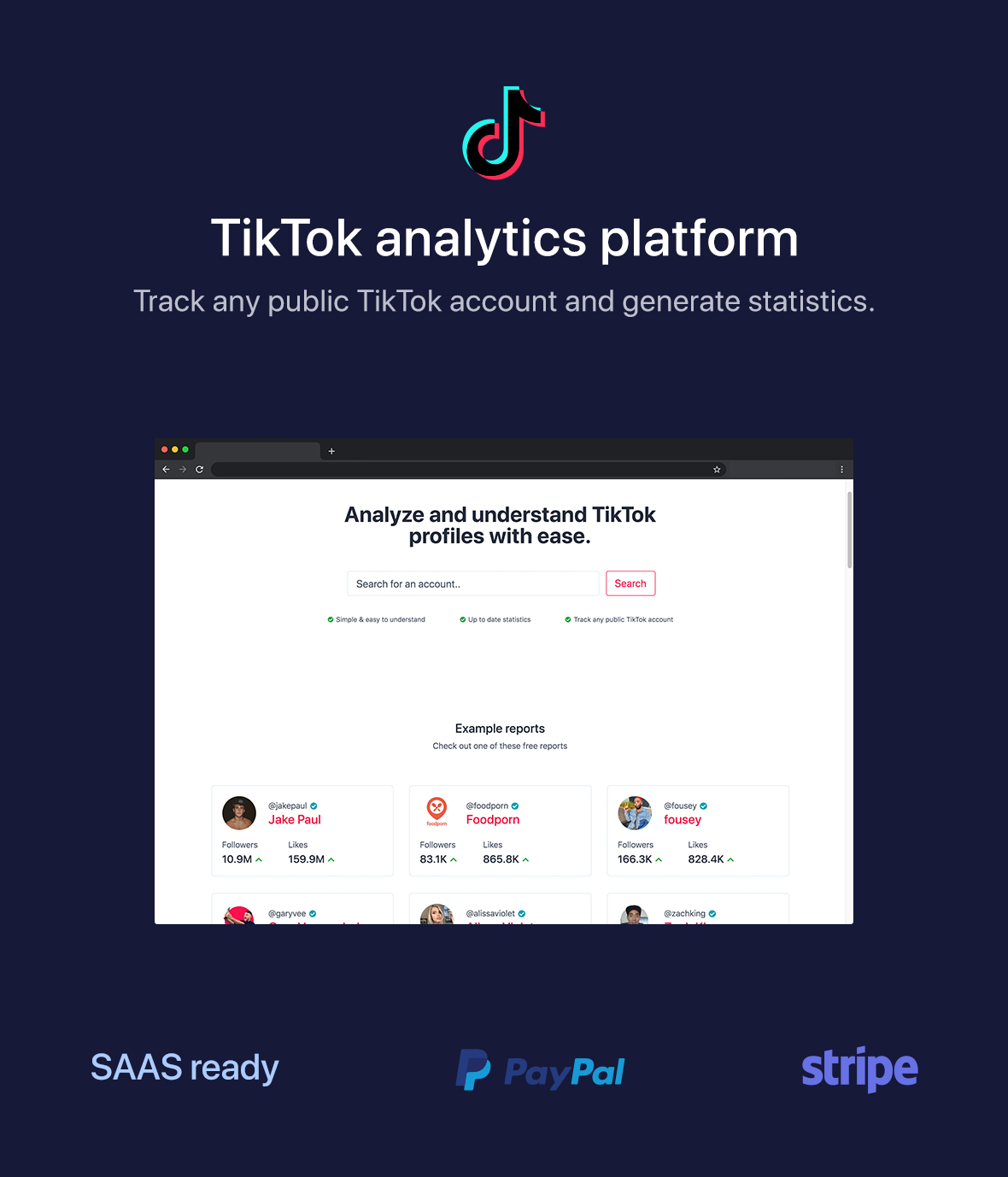 phpStatistics - TikTok Analytics Platform (SAAS Ready) - 1