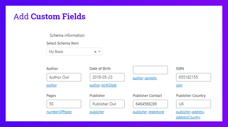 Add Custom fields (Fields for properties)