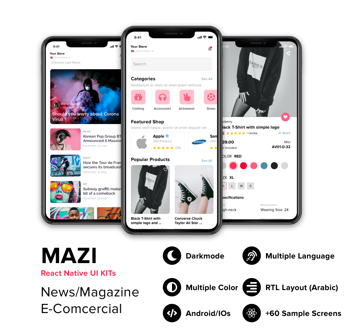 Mazi - mobile React Native UI KIT for E-commerce | News & Magazine - 1