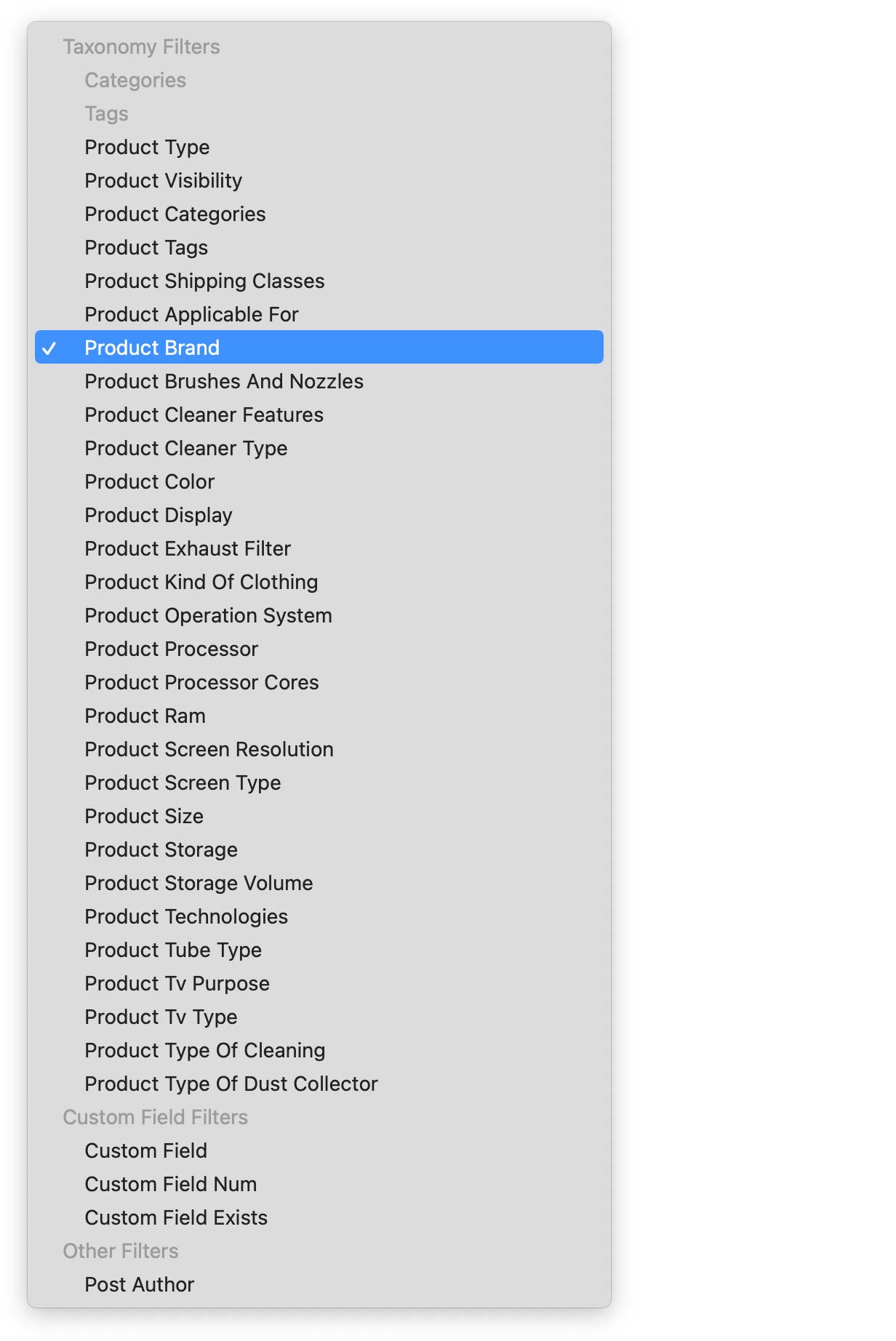 Filter Everything - WooCommerce Product Filter by parameters list