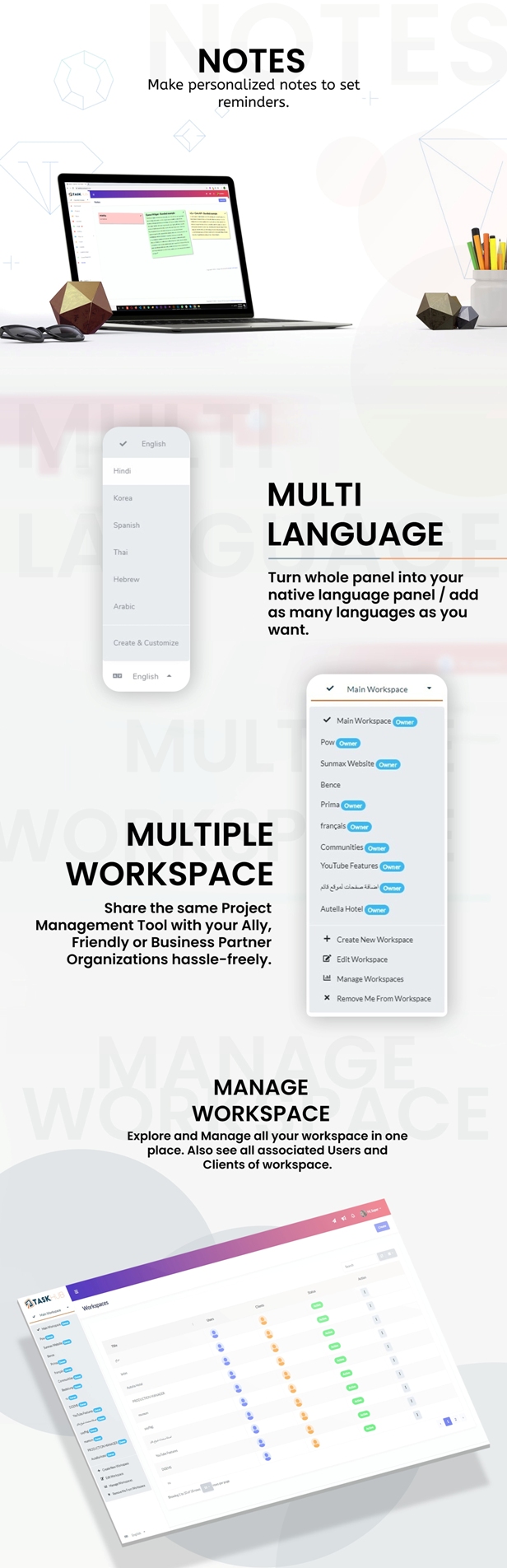 5 - notes-multiple-workspaces-multi-languages - Taskhub SaaS - v1.0