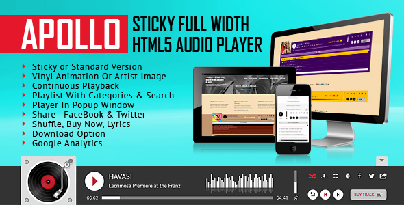 Apollo - Sticky Full Width HTML5 Audio Player - CodeCanyon Item for Sale