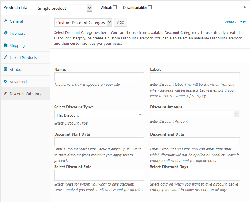 Product Settings