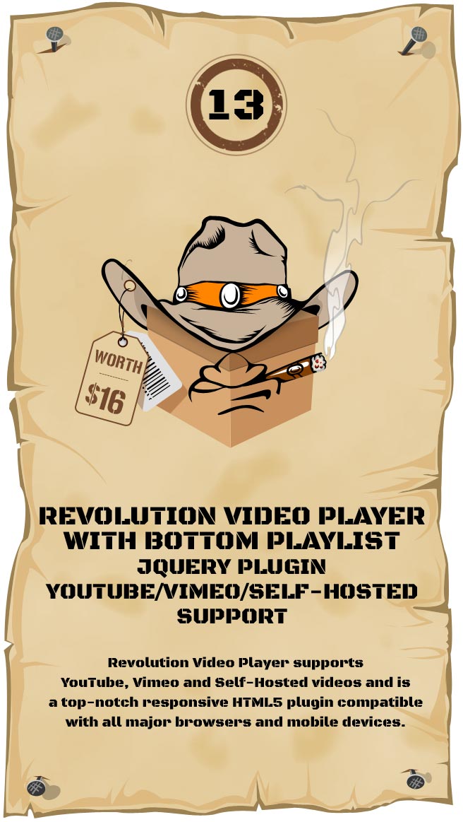 Revolution Video Player With Bottom Playlist Responsive Plugin - YouTube/Vimeo/Self-Hosted Support