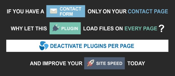 optimize site speed by disabling plugins on certain pages