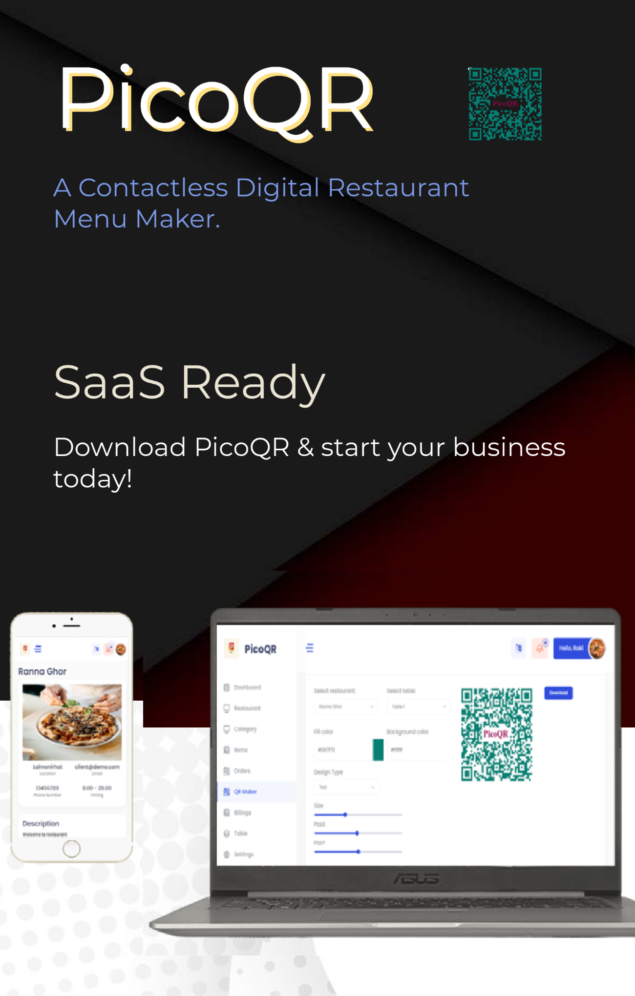 PicoQR - (SaaS) Restaurant Food Ordering with Digital QR Menu Maker - 3