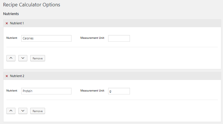 Recipe Calculator Nutrients