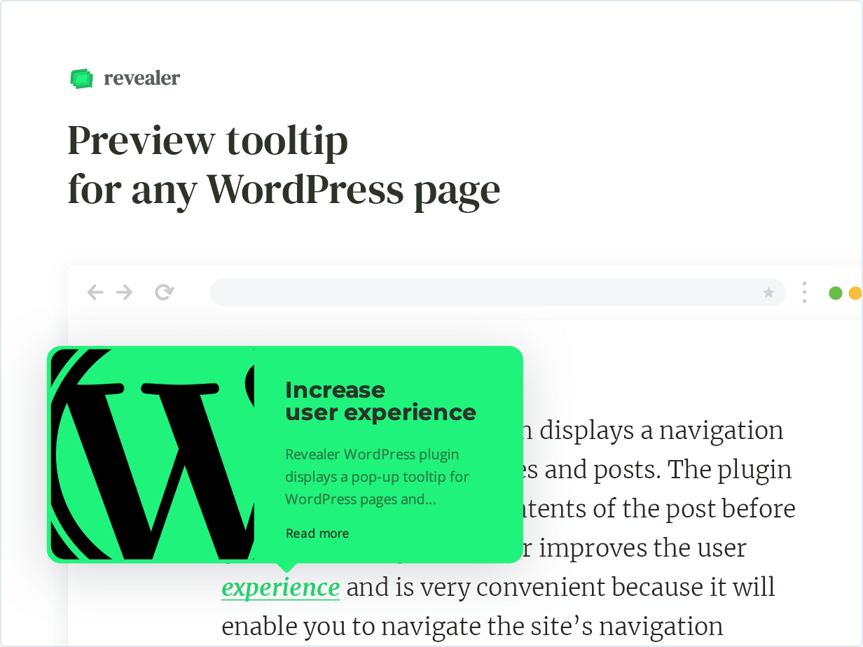 Preview tooltip for any WordPress page