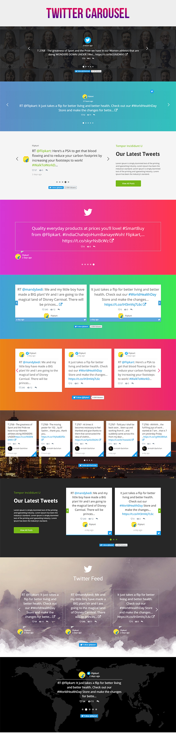 Visual Composer - Twitter Feed Stream Grid With Carousel