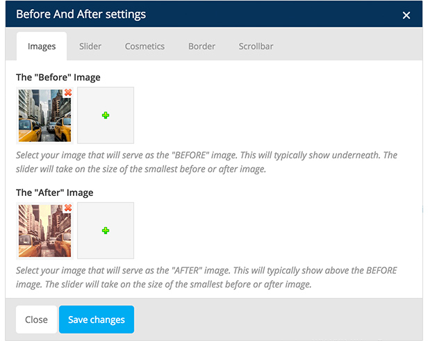 Before & After settings