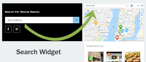 Search Widgets in Super Store Finder for WordPress