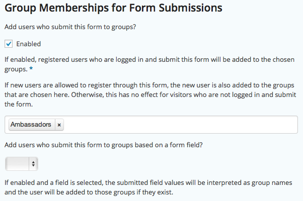 Group Memberships for Form Submissions