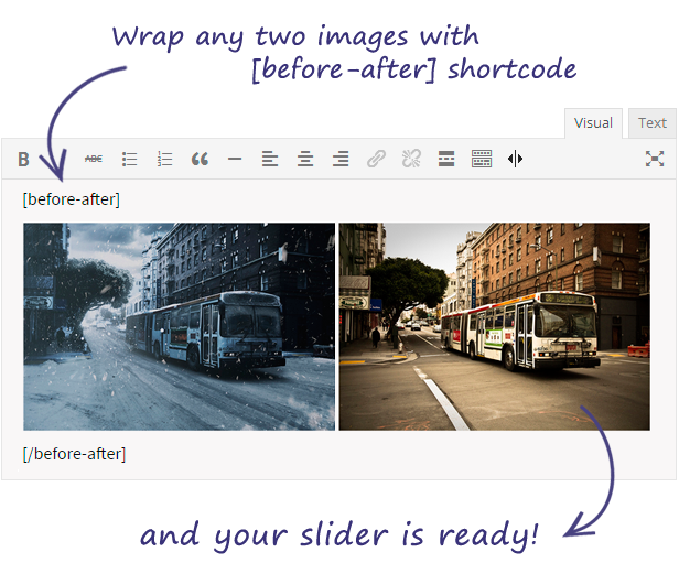 Before After WordPress Shortcode