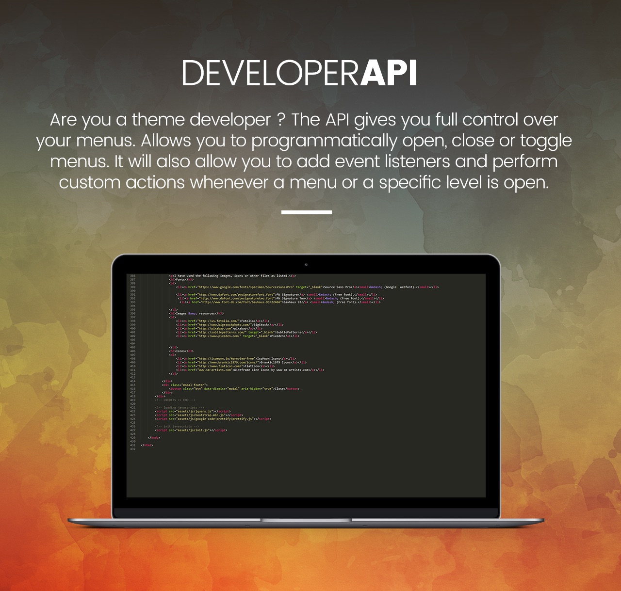 Slick Menu - Developer API