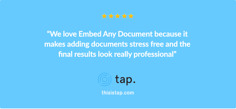 Embed Any Document Review by Tap WordPress Hosting