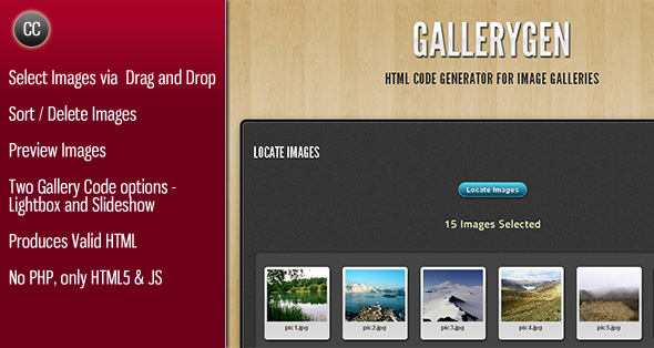GalleryGen - Image Gallery HTML Code Generator