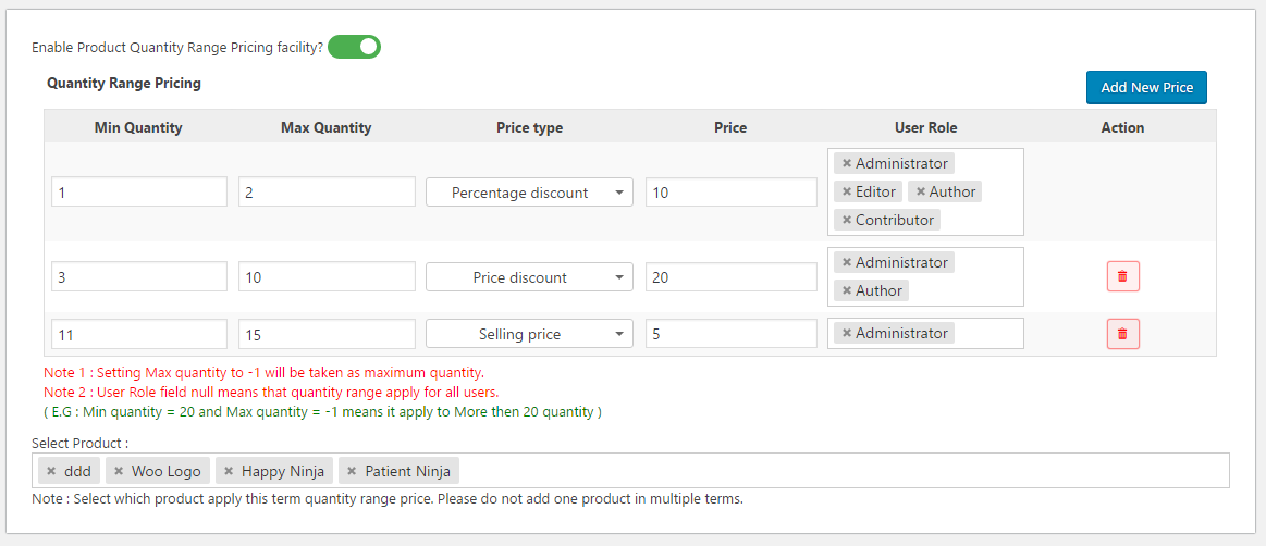 Woo Product Quantity Range Price - 6