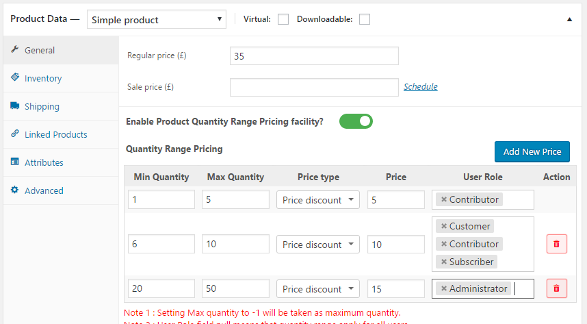 Woo Product Quantity Range Price - 2