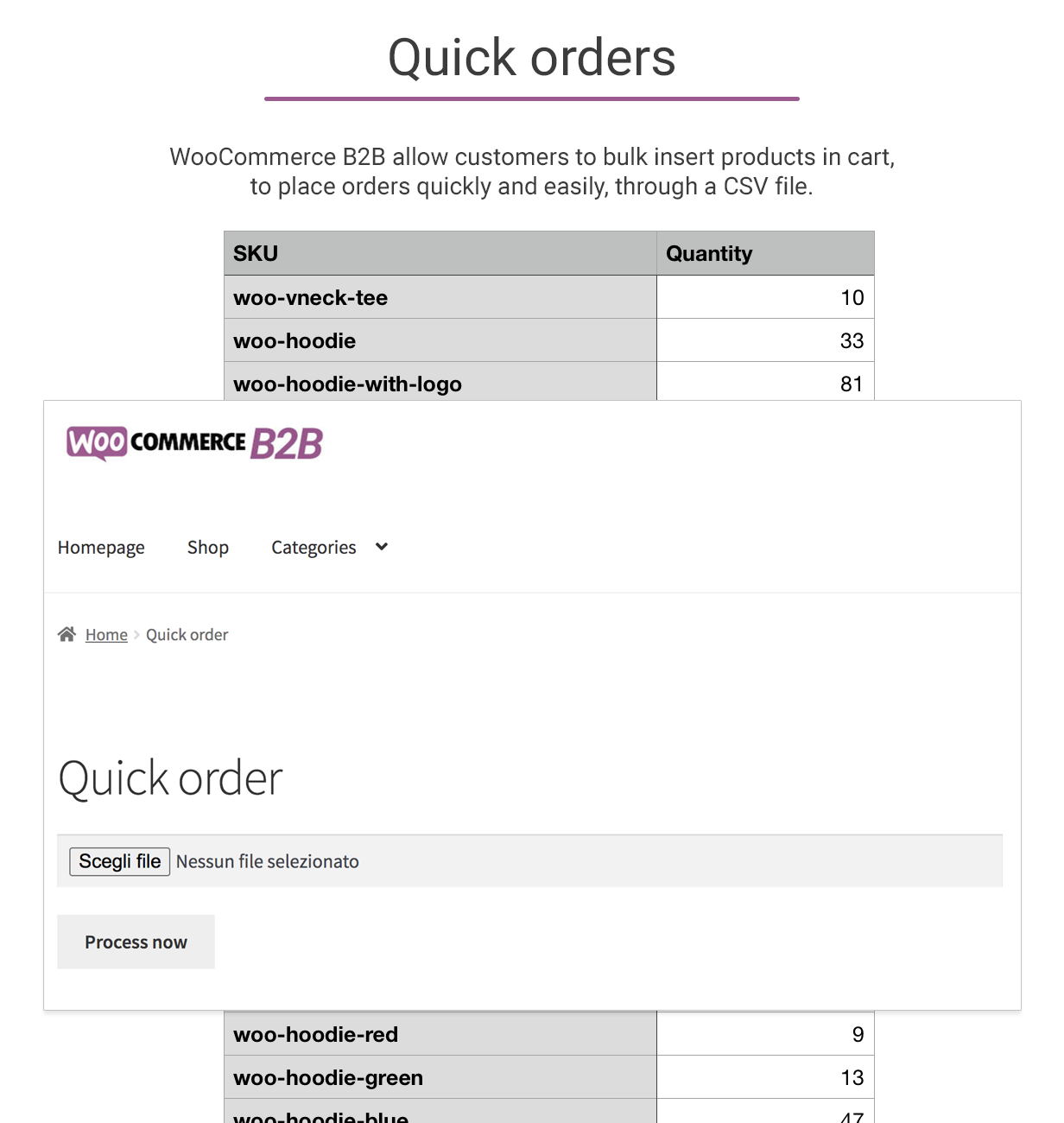 WooCommerce B2B - Quick orders