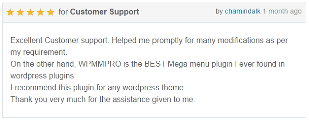WP Mega Menu Pro - Customer Reviews