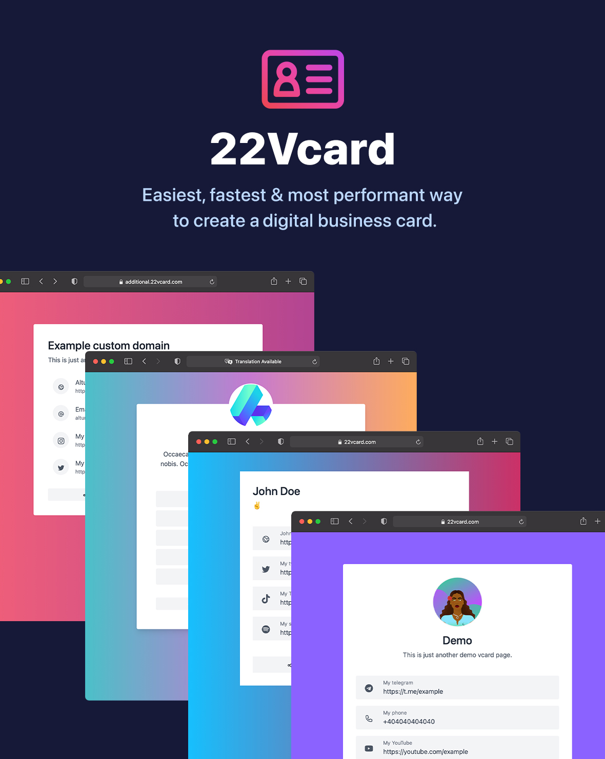 22Vcard - Digital Business Card Builder (SAAS) - 1