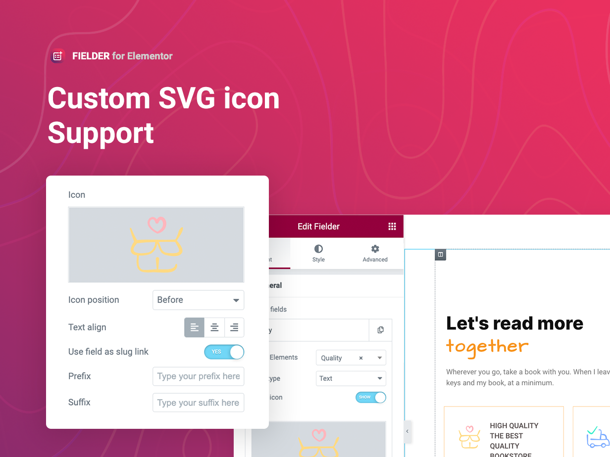 Custom SVG icons support