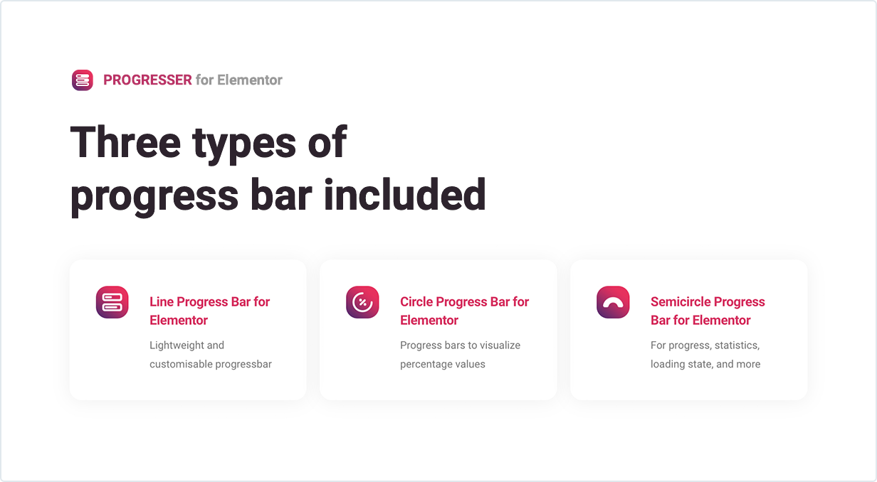 Three types of progress bars included