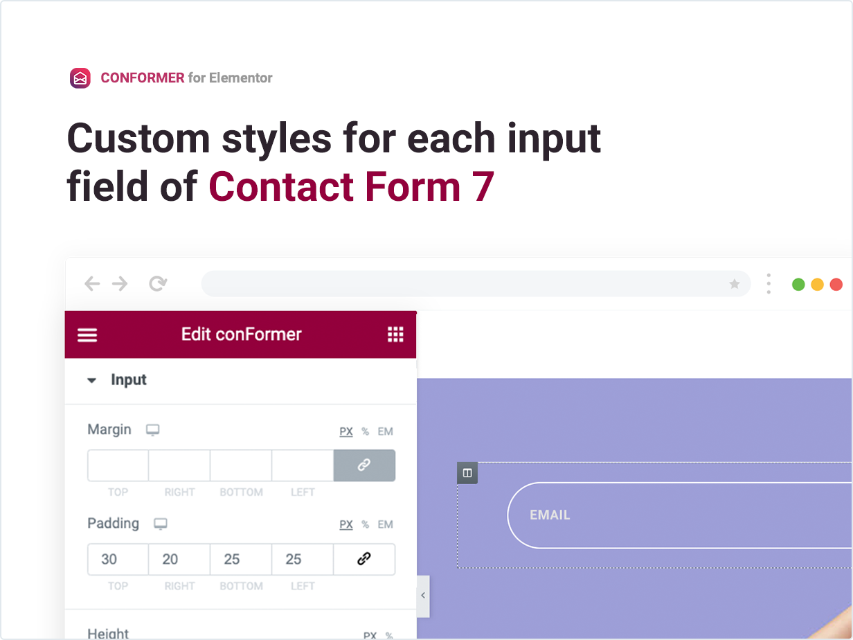 Custom styles for each input field of Contact Form 7