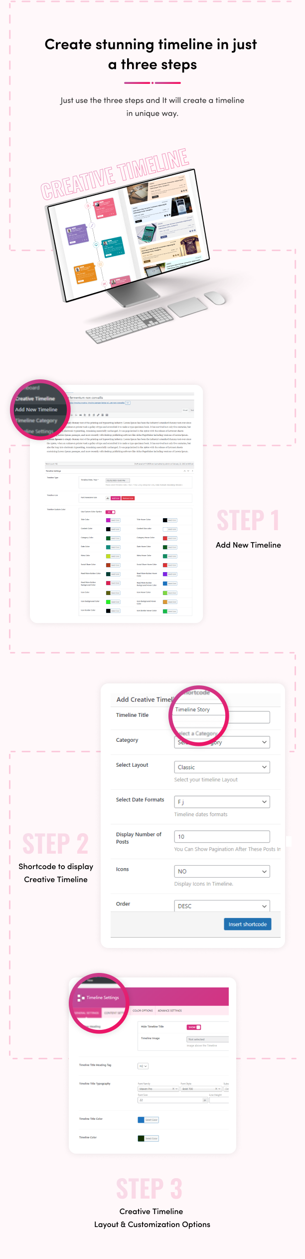 Create stunning timeline in just a three steps