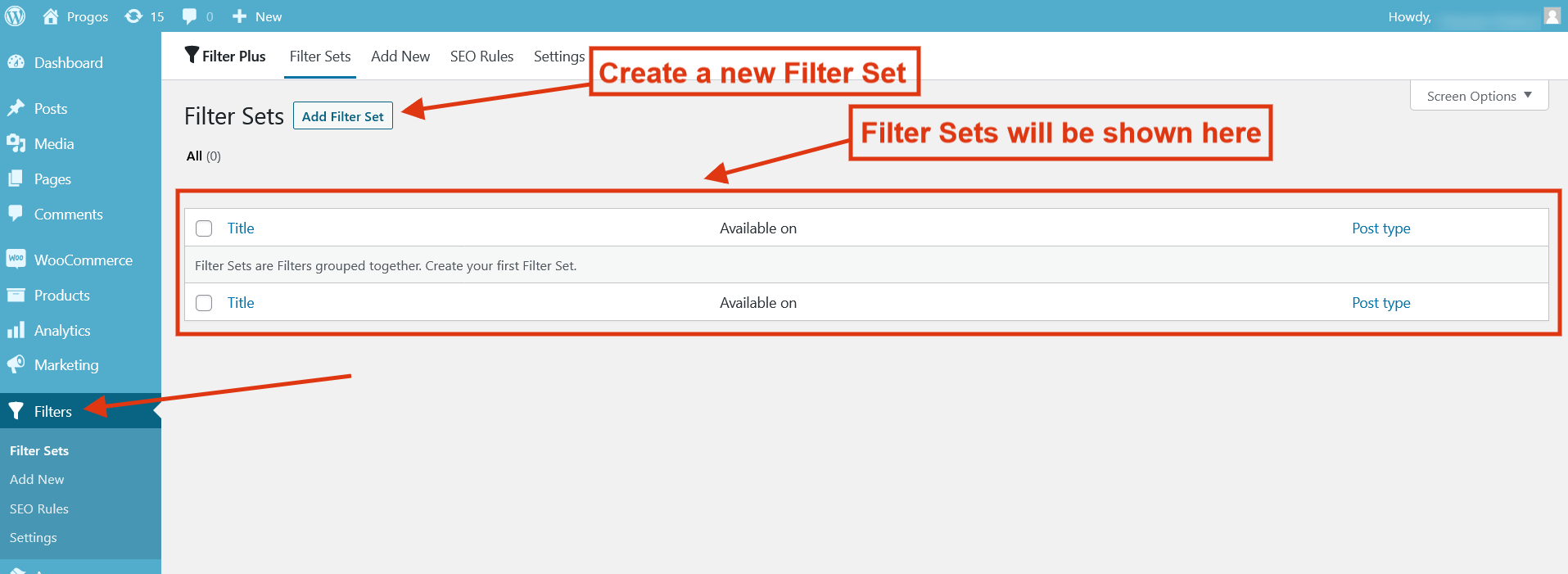 Filter Plus Filter Sets List