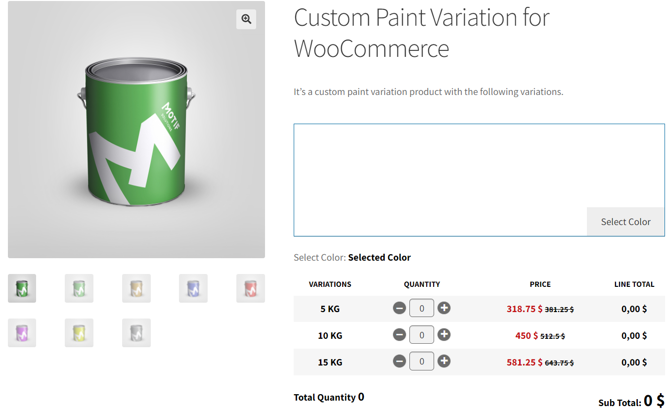 Custom Paint Variation for WooCommerce - 5