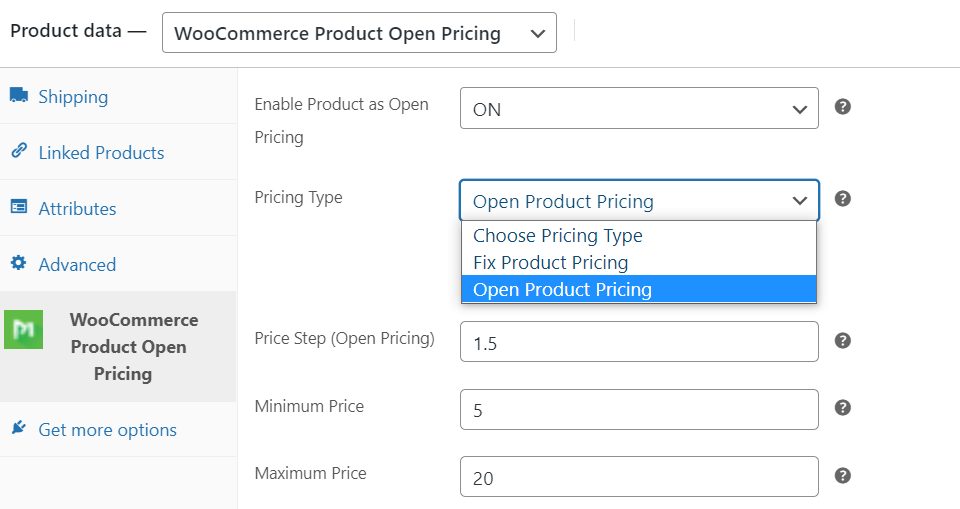 product open pricing