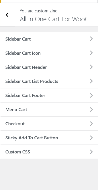 WooCommerce All In One Cart Customizer Sections