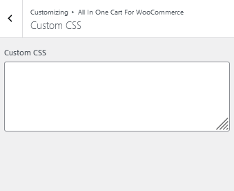 WooCommerce All In One Cart Custom CSS Customizer Control