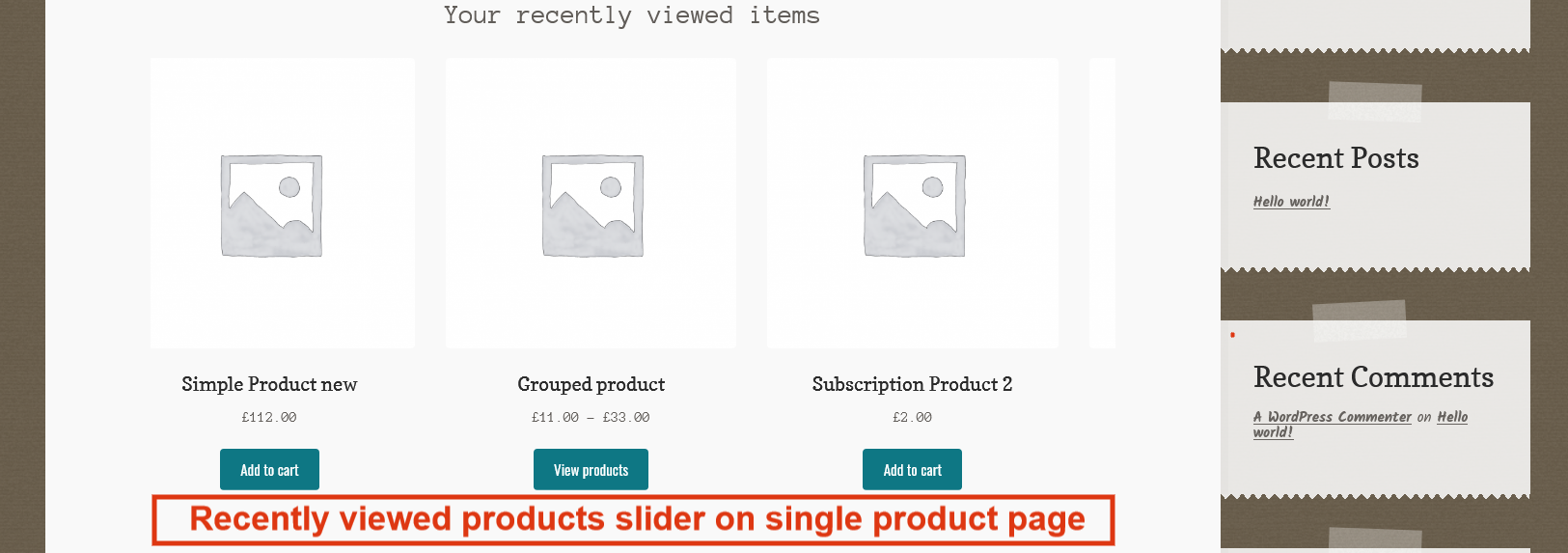 WooCommerce All In One Cart Checkout Frontend Recently Viewed Slider