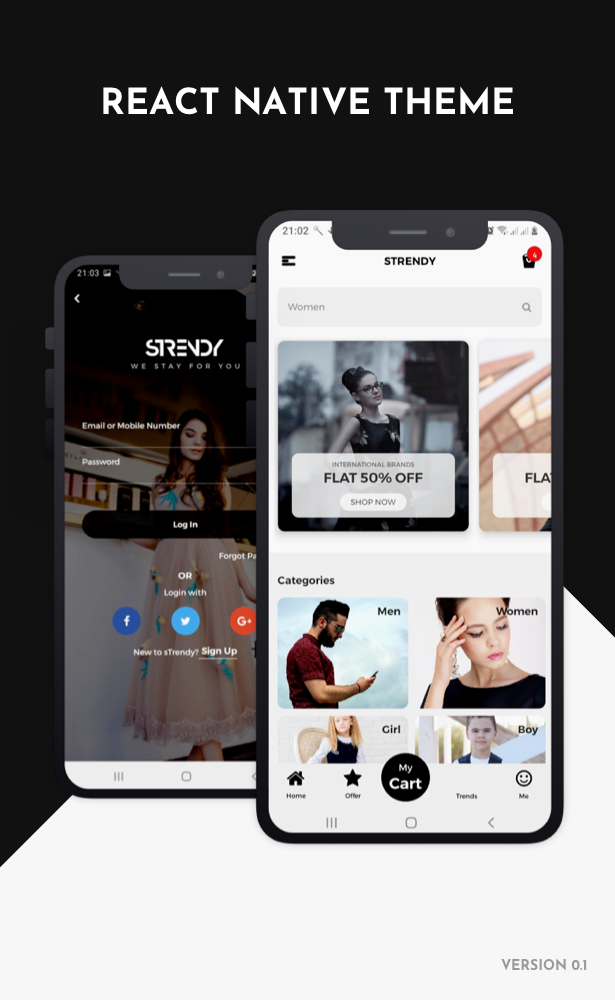 sTrendy React Native Theme/Template