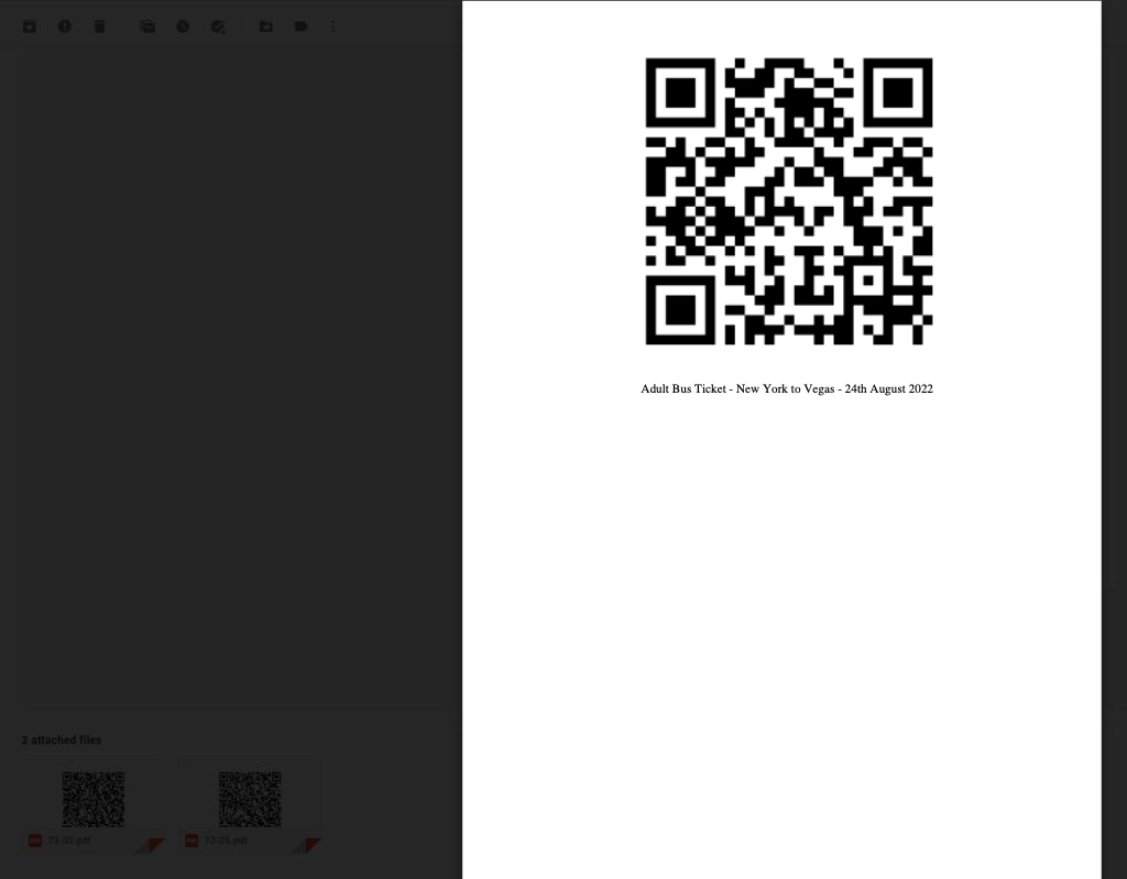 Created PDF ticket with QR Code