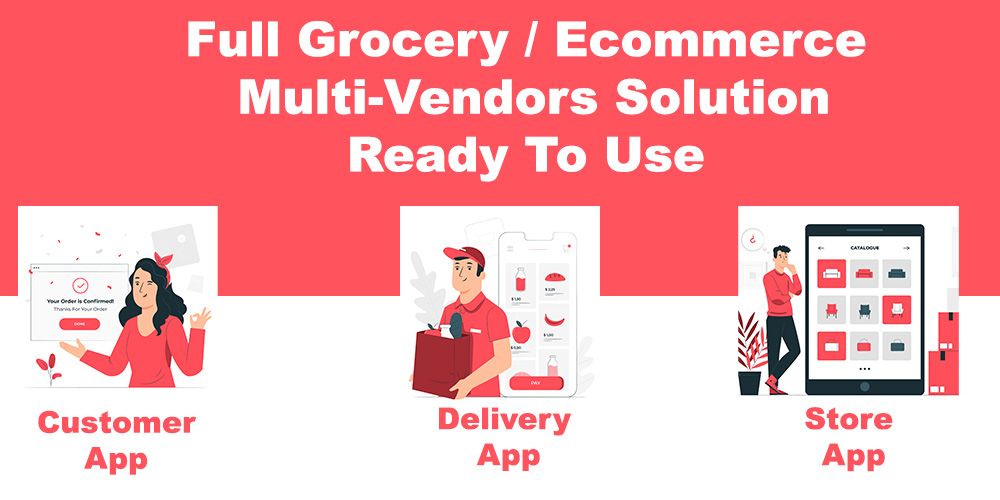 grocery / delivery services / ecommerce multi vendors(android + iOS + website) flutter 3 / laravel - 5