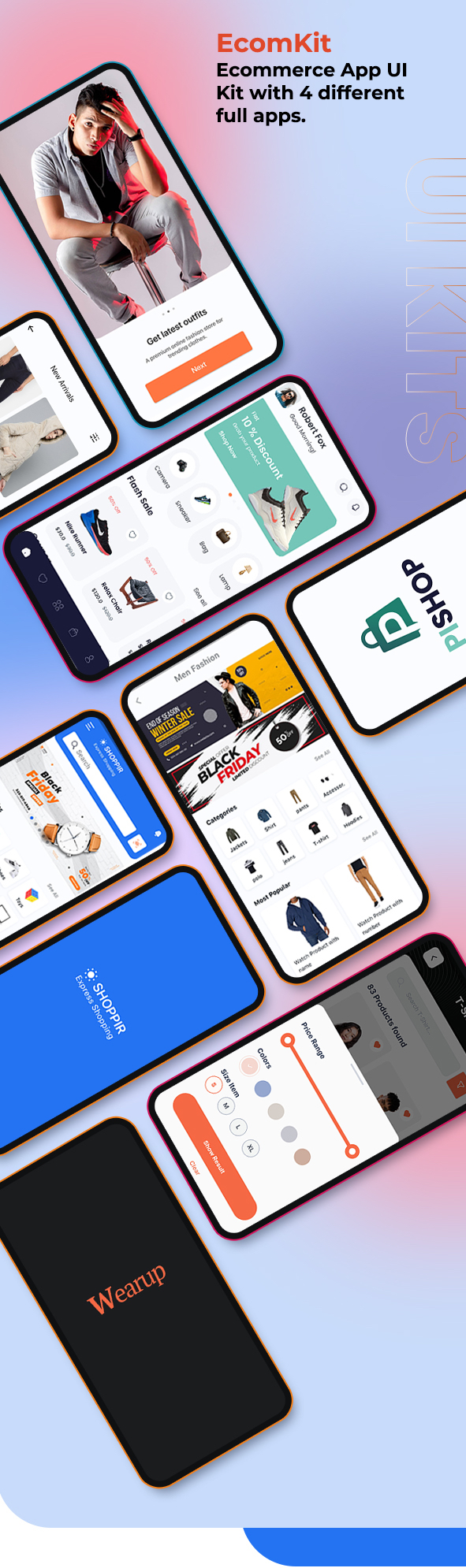 EcomKit - Ecommerce 4 in 1 Flutter App UI Kit - 2