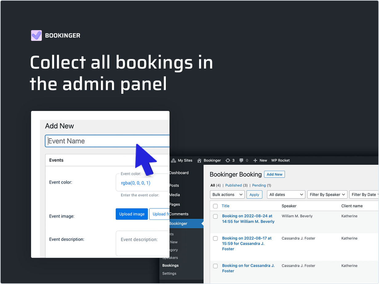 Collect all bookings in the admin panel